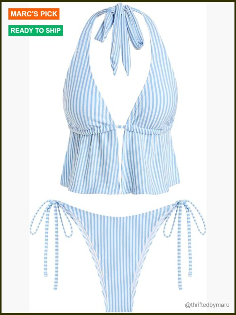 Women Backless Halter Bikini Set Tie Side Cheeky 2 Piece Swimsuit